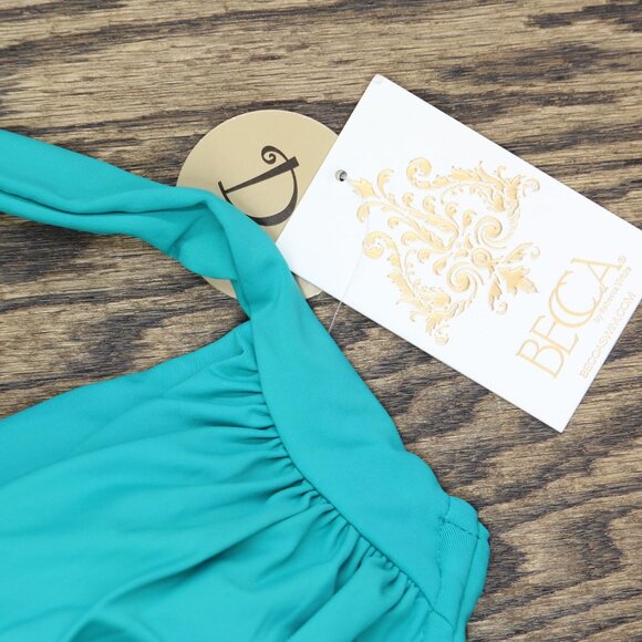 NWT Becca Womens Ruched Underwire Bikini Swim Top 853557 Peacock Blue D - Picture 4 of 5